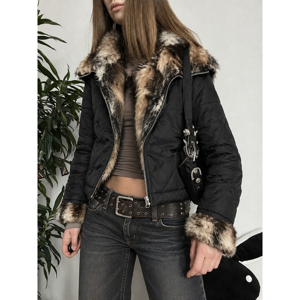 Miss Sixty Quilted Faux Fur Jacket